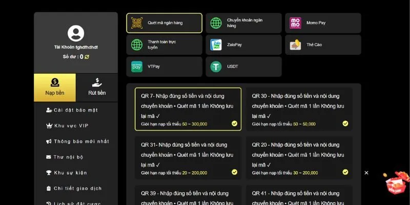 Hoàn thành nạp tiền trong 3 phút đơn giản